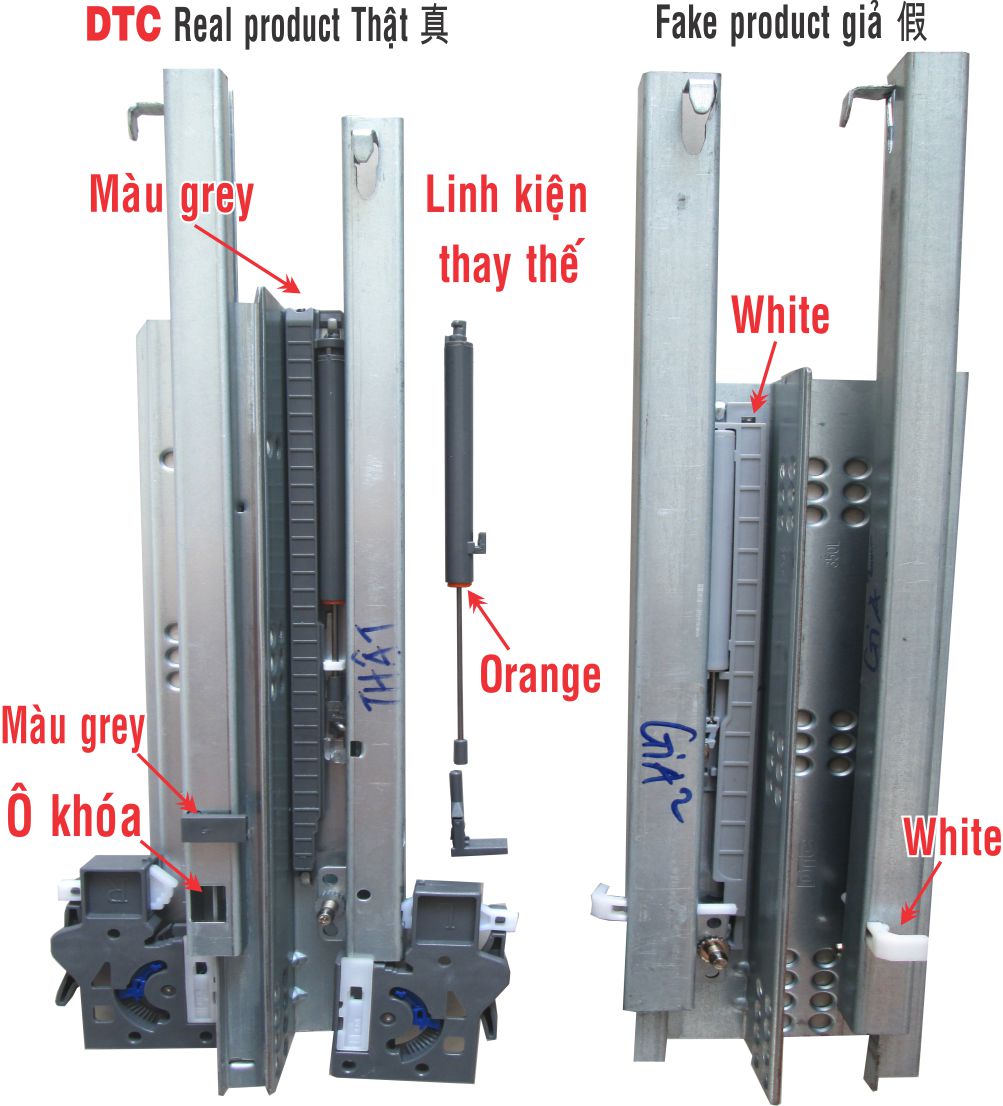 Cách nhận biết ray trượt DTC thật giả